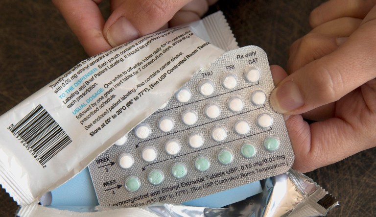 A one-month dosage of hormonal birth control pills is displayed in this file photo.