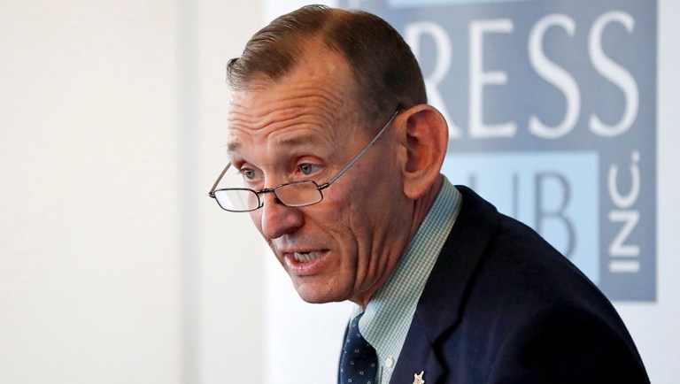 Director of the United States Secret Service Randolph Alles speaks at the Atlanta Press Club.