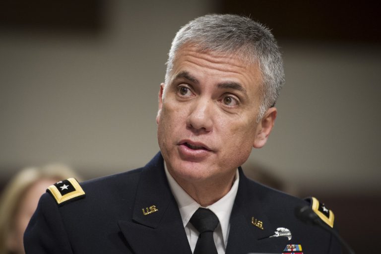 Army Lt. Gen. Paul Nakasone appears before the Senate Armed Services Committee to discuss his qualifications as nominee to be National Security Agency Director and U.S. Cyber Command Commander during a hearing on Capitol Hill in Washington on March 1. 