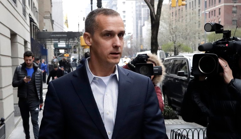 Corey Lewandowski, former campaign manager for Donald Trump's presidential campaign, leaves a hotel in New York.