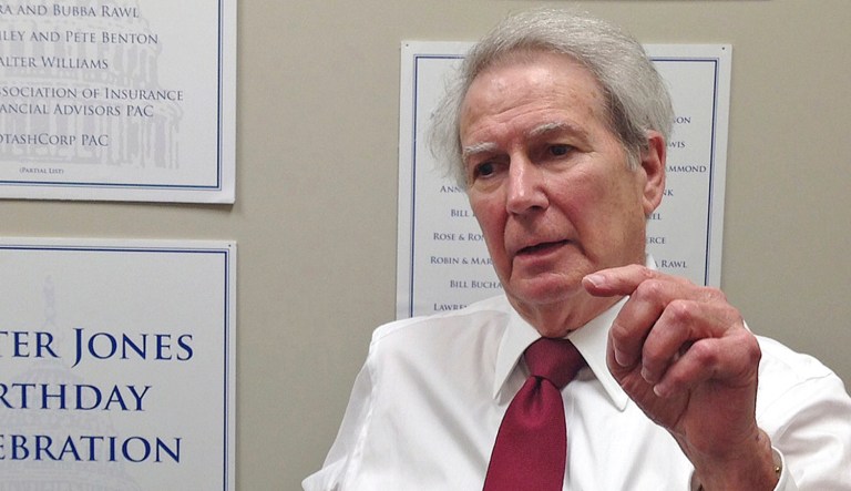 In a March 28, 2018 photo, U.S. Rep. Walter Jones, R-N.C., speaks in an interview at his campaign office in Greenville, North Carolina. 