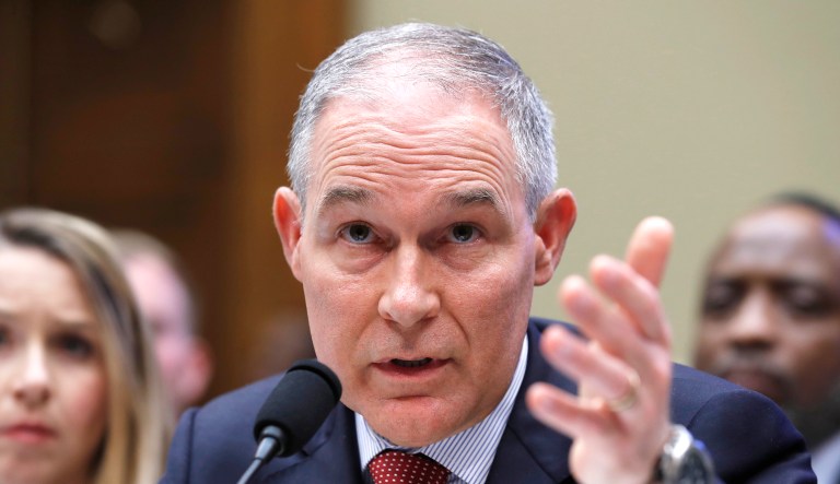 Environmental Protection Agency Administrator Scott Pruitt testifies during a hearing on Capitol Hill in Washington.