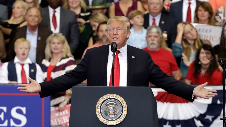 President Trump speaks at a rally Tuesday in Nashville, Tenn.