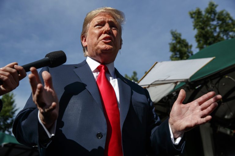 President Donald Trump speaks to reporters at the White House, Friday, June 15, 2018, in Washington, D.C.