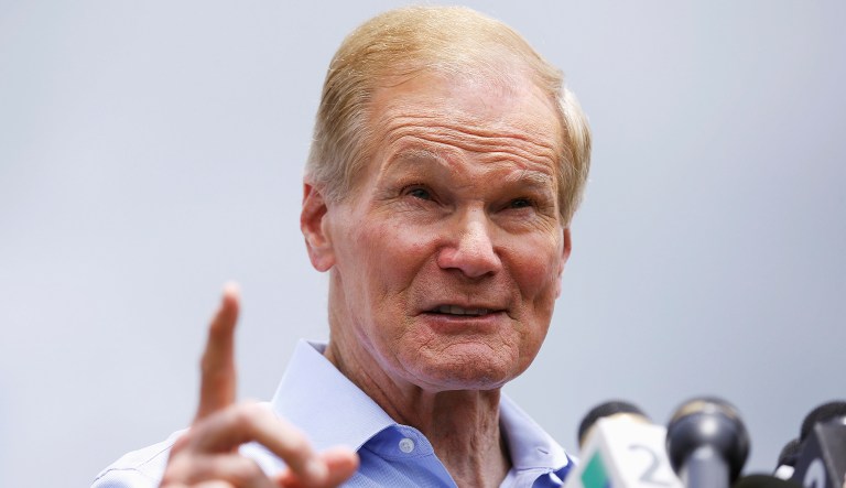 Sen. Bill Nelson, D-Fla., talks to the media during a news conference.