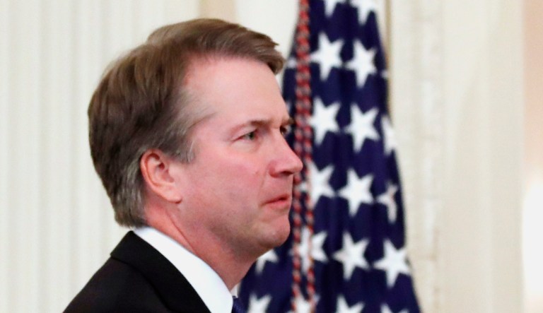 Judge Brett Kavanaugh, President Trump's Supreme Court nominee, is pictured in the East Room of the White House on Monday in Washington.