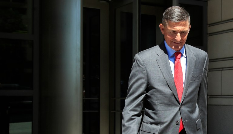 Former Trump national security adviser Michael Flynn leaves federal court in Washington on July 10, 2018.