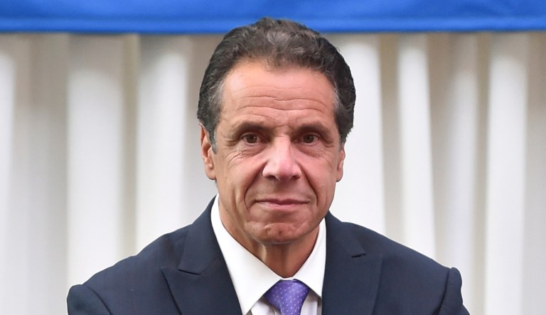 New York Gov. Andrew Cuomo appears at a press conference.