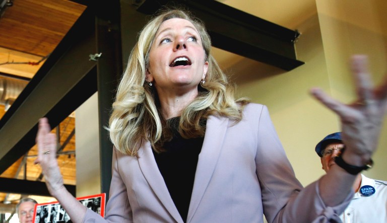 Former CIA officer and Democratic candidate for the 7th District congressional seat, Abigail Spanberger, speaks to supporters at a rally in Richmond, Va.