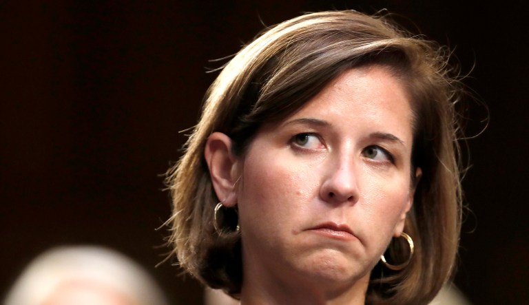 Ashley Estes Kavanaugh appears as her husband, President Trump's Supreme Court nominee Brett Kavanaugh, testifies before the Senate Judiciary Committee on Capitol Hill in Washington, D.C.