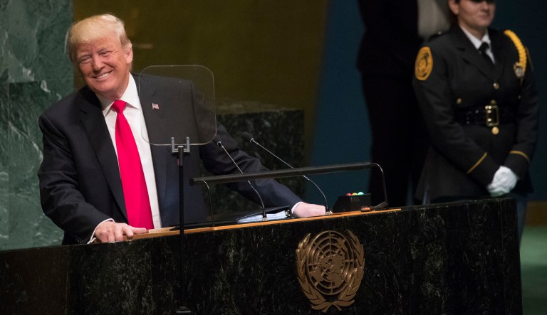 President Donald Trump addresses the 73rd session of the United Nations General Assembly, Tuesday, Sept. 25, 2018 at U.N. headquarters.