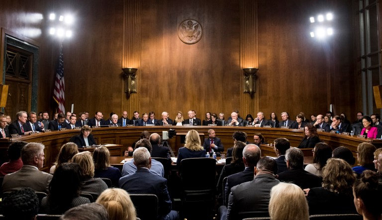 Christine Blasey Ford testifies before the Senate Judiciary Committee, Thursday, Sept, 27, 2018 on Capitol Hill in Washington, D.C.