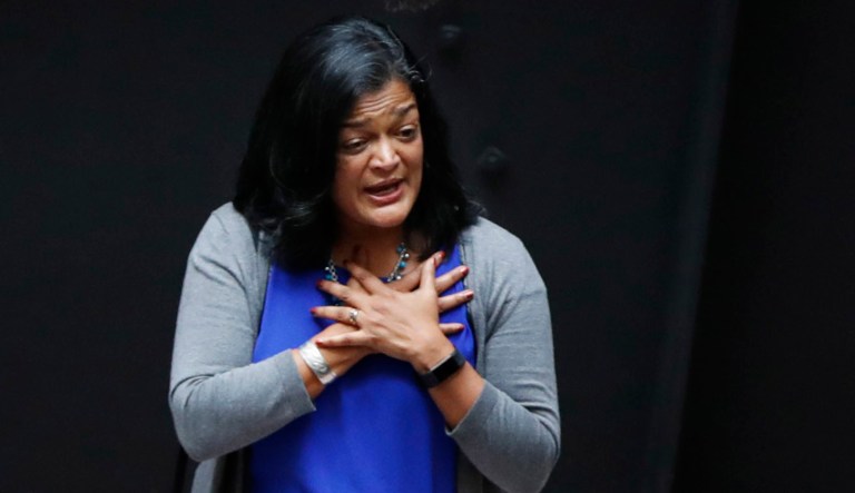 Rep. Pramila Jayapal, D-Wash., speaks.