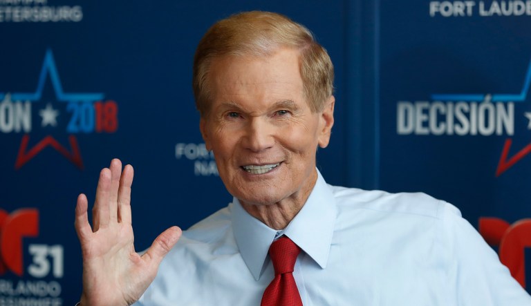 Incumbent Democratic Sen. Bill Nelson speaks to members of the media in Miramar, Fla.
