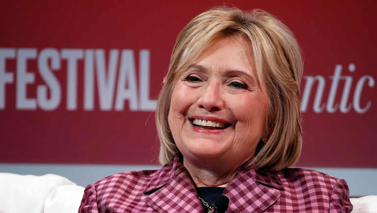Former Secretary of State Hillary Clinton talks with Jeffrey Goldberg, editor-in-chief of The Atlantic, during The Atlantic Festival.