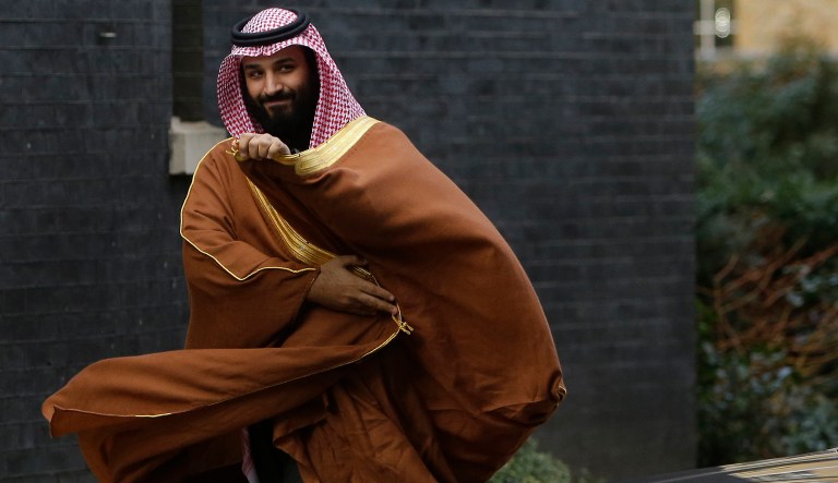 In this March 7, 2018, file photo, Saudi Arabian Crown Prince Mohammed bin Salman arrives to meet Prime Minister Theresa May outside 10 Downing Street in London.