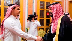 Khashoggi’s sons shake hand of Saudi prince accused of ordering their father’s murder