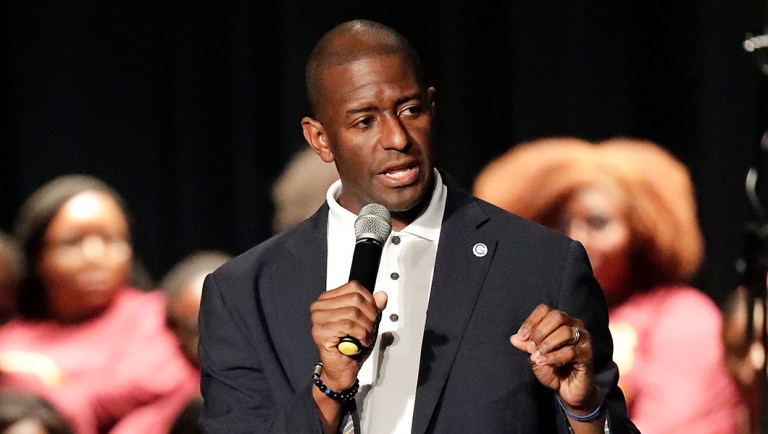 Democratic candidate for Florida governor Andrew Gillum speaks to students and supporters.