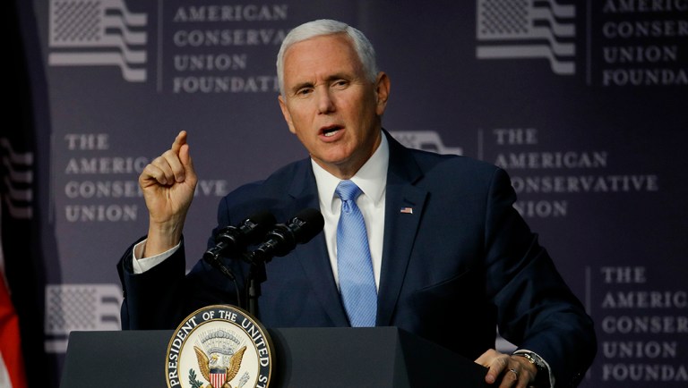 Vice President Mike Pence speaks during a rally.