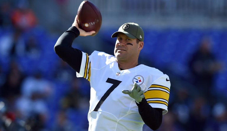 Pittsburgh Steelers quarterback Ben Roethlisberger warms up before an NFL football game against the Baltimore Ravens, Sunday, Nov. 4, 2018, in Baltimore.