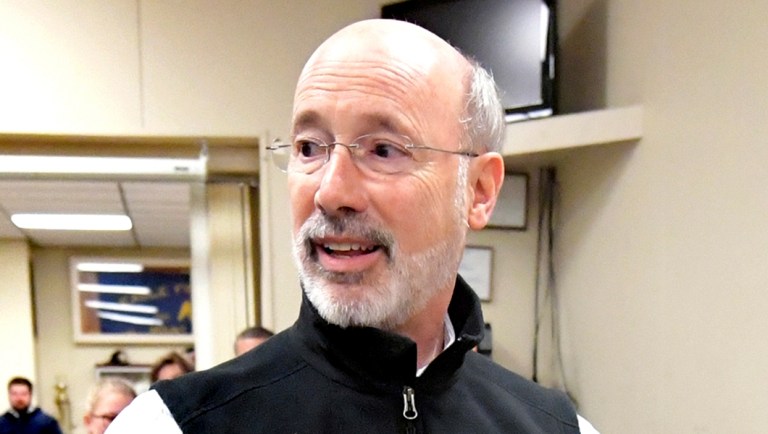 Gov. Tom Wolf before voting at Eagle Fire Company in Mount Wolf, Pa.