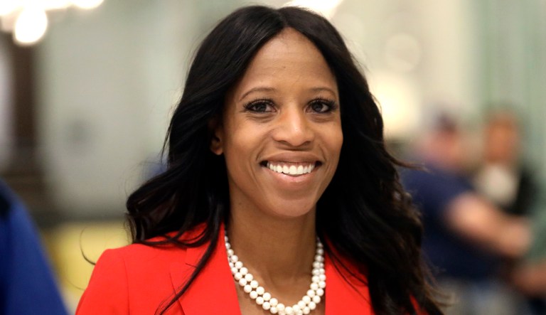 Republican U.S. Rep. Mia Love walks to greets supporters during an election night party, in Lehi, Utah.