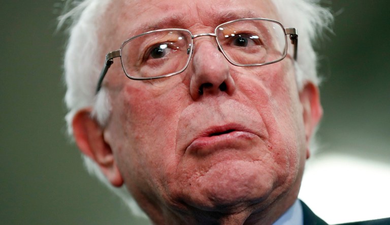 Sen. Bernie Sanders, I-Vt., speaks to members of the media after leaving a closed door meeting about Saudi Arabia, Wednesday, Nov. 28, 2018, on Capitol Hill in Washington.