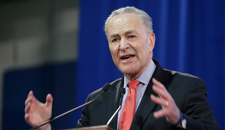 Sen. Chuck Schumer speaks during an event.