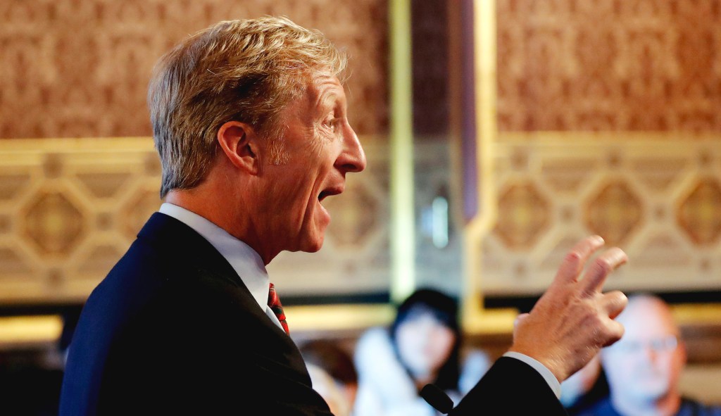 Tom Steyer releases aggressive climate plan and pledges ’emergency powers’ follow-through