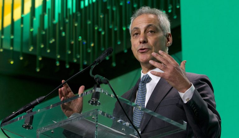 Chicago Mayor Rahm Emanuel speaks.