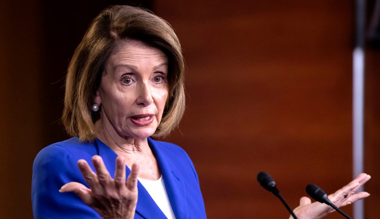 Speaker of the House Nancy Pelosi, D-Calif., talks to reporters during a news conference.