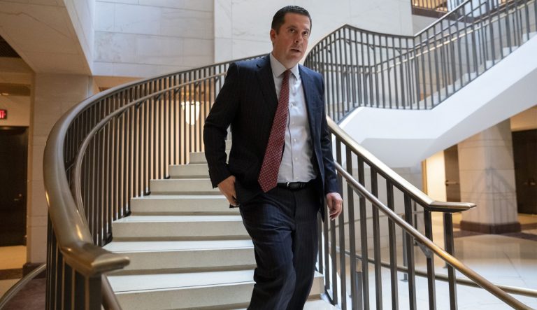 Rep. Devin Nunes, R-Calif., the top Republican on the House Intelligence Committee, arrives before the panel voted in a closed session to send more than 50 interview transcripts from its now-closed Russia investigation to special counsel Robert Mueller, on Capitol Hill in Washington, Wednesday, Feb. 6, 2019. Two associates of President Donald Trump have been charged with lying to the committee and Schiff said Mueller should consider whether additional perjury charges are warranted.