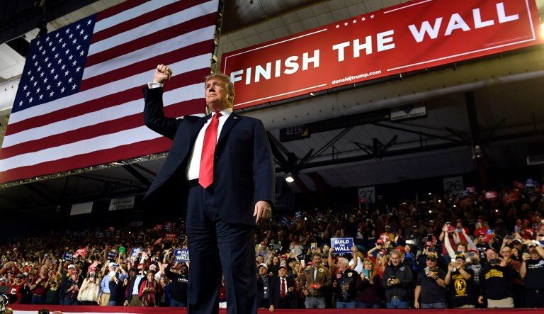 President Trump arrives to speak at a rally in El Paso, Texas, on Feb. 11, 2019. 