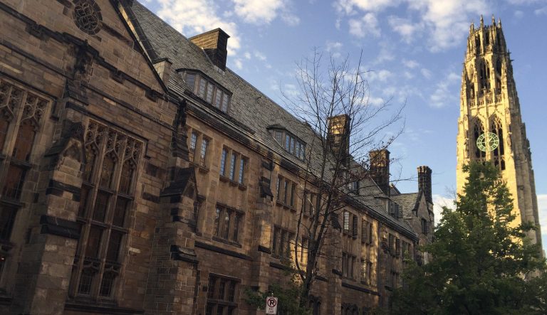 This Sept. 9, 2016 photo shows Harkness Tower on the campus of Yale University in New Haven, Conn.