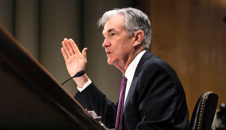Federal Reserve Chairman Jerome Powell testifies during a hearing in D.C.