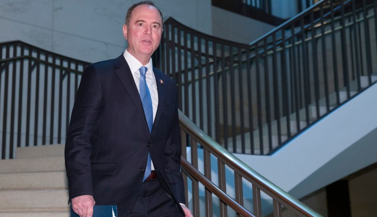 House Intelligence Committee Chairman Adam Schiff, of California, arrives to hear Michael Cohen, President Donald Trump's former lawyer, testify before a closed-door session of the House Intelligence Committee, on Capitol Hill, Tuesday, March 6, 2019, in Washington.