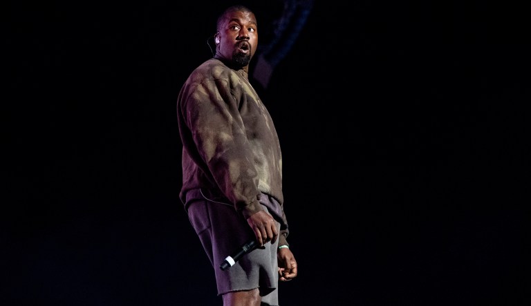 Kanye West performs with Kid Cudi at the Coachella Music & Arts Festival at the Empire Polo Club on Saturday, April 20, 2019, in Indio, Calif.