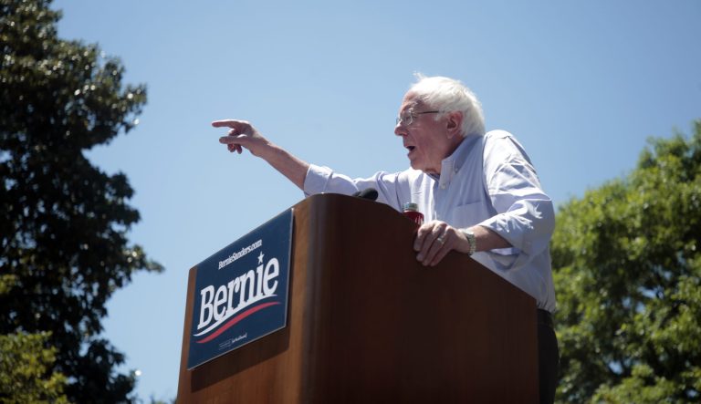 Democratic Presidential candidate Bernie Sanders speaks at rally in Fort Worth, Texas, Thursday, April 25, 2019. 