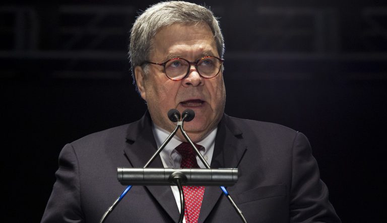 AG Barr blasts federal judges who impose nationwide injunctions Attorney General William Barr speaks at the National Mall in Washington, Monday May 13, 2019.