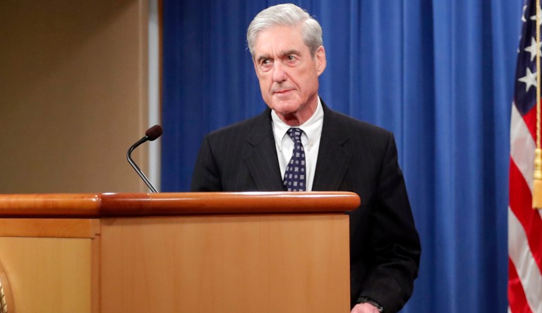 Special counsel Robert Muller arrives to speak at the Department of Justice Wednesday, May 29, 2019, in Washington, about the Russia investigation.