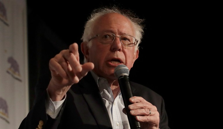 Democratic presidential candidate Sen. Bernie Sanders, I-Vt., speaks at an event.