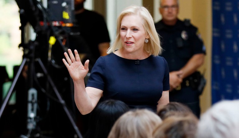 Democratic presidential candidate Sen. Kirsten Gillibrand arrives at a Fox News town hall on June 2 in Dubuque, Iowa.