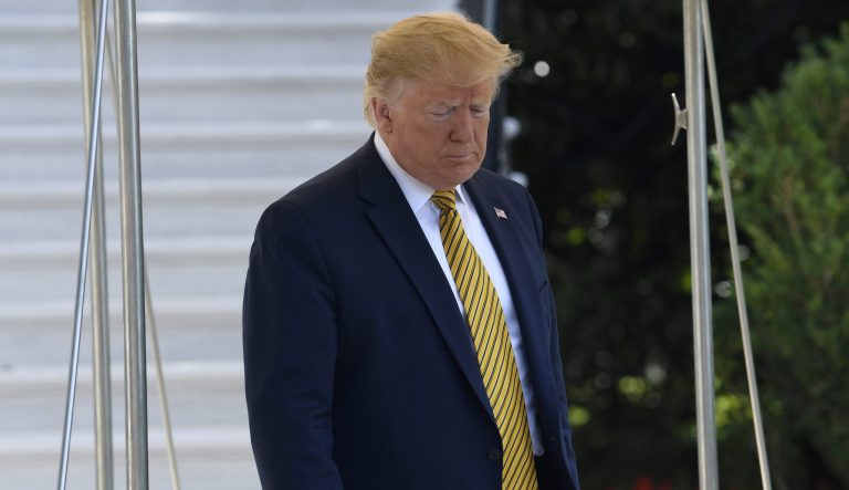 President Donald Trump walks to speaks to reporters on the South Lawn of the White House in Washington, Saturday, June 22, 2019, before boarding Marine One for the trip to Camp David in Maryland. 