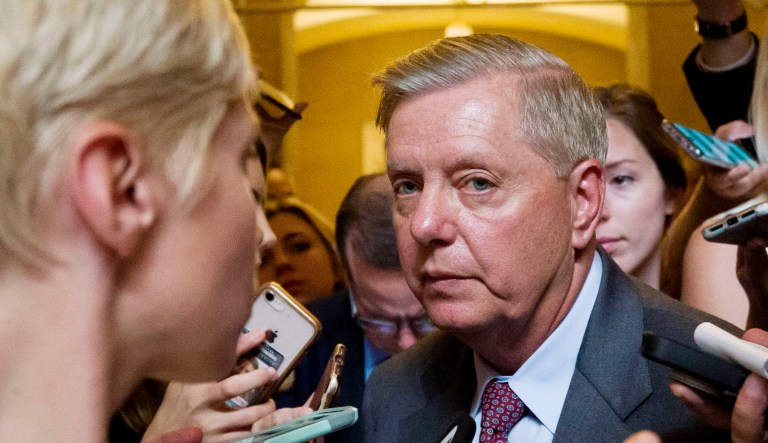 Sen. Lindsey Graham, R-South Carolina, speaks to the media.