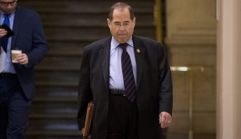 Judiciary Committee Chairman Jerrold Nadler, D-N.Y., arrives for a House Democratic caucus meeting on Capitol Hill in Washington, Wednesday, July 10, 2019. 