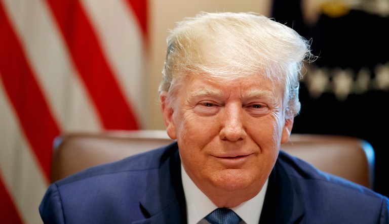 President Trump appears at a Cabinet meeting in D.C.