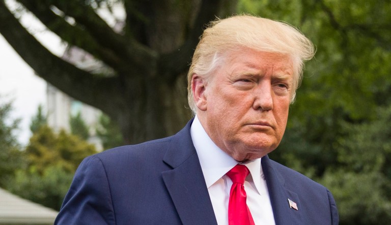 President Trump is seen near the White House.