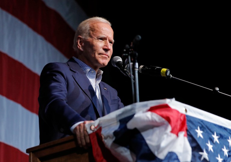 Former Vice President and Democratic presidential candidate Joe Biden speaks.