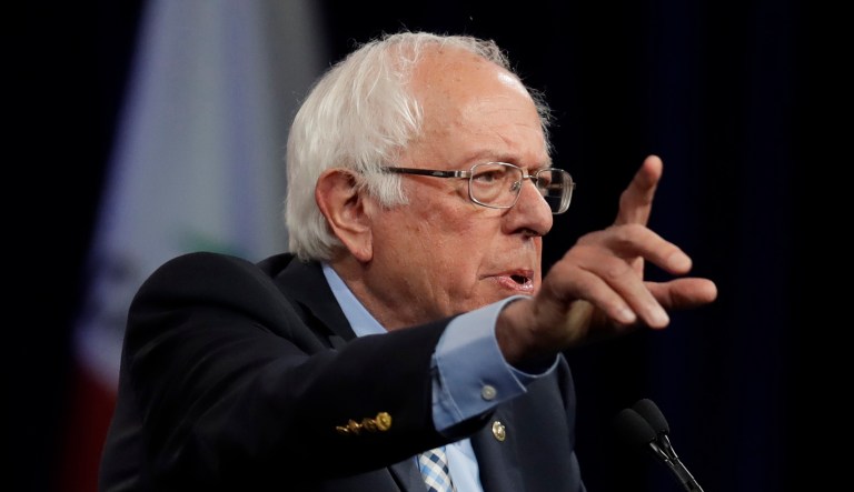 Democratic presidential candidate Sen. Bernie Sanders, I-Vermont, gestures while speaking.