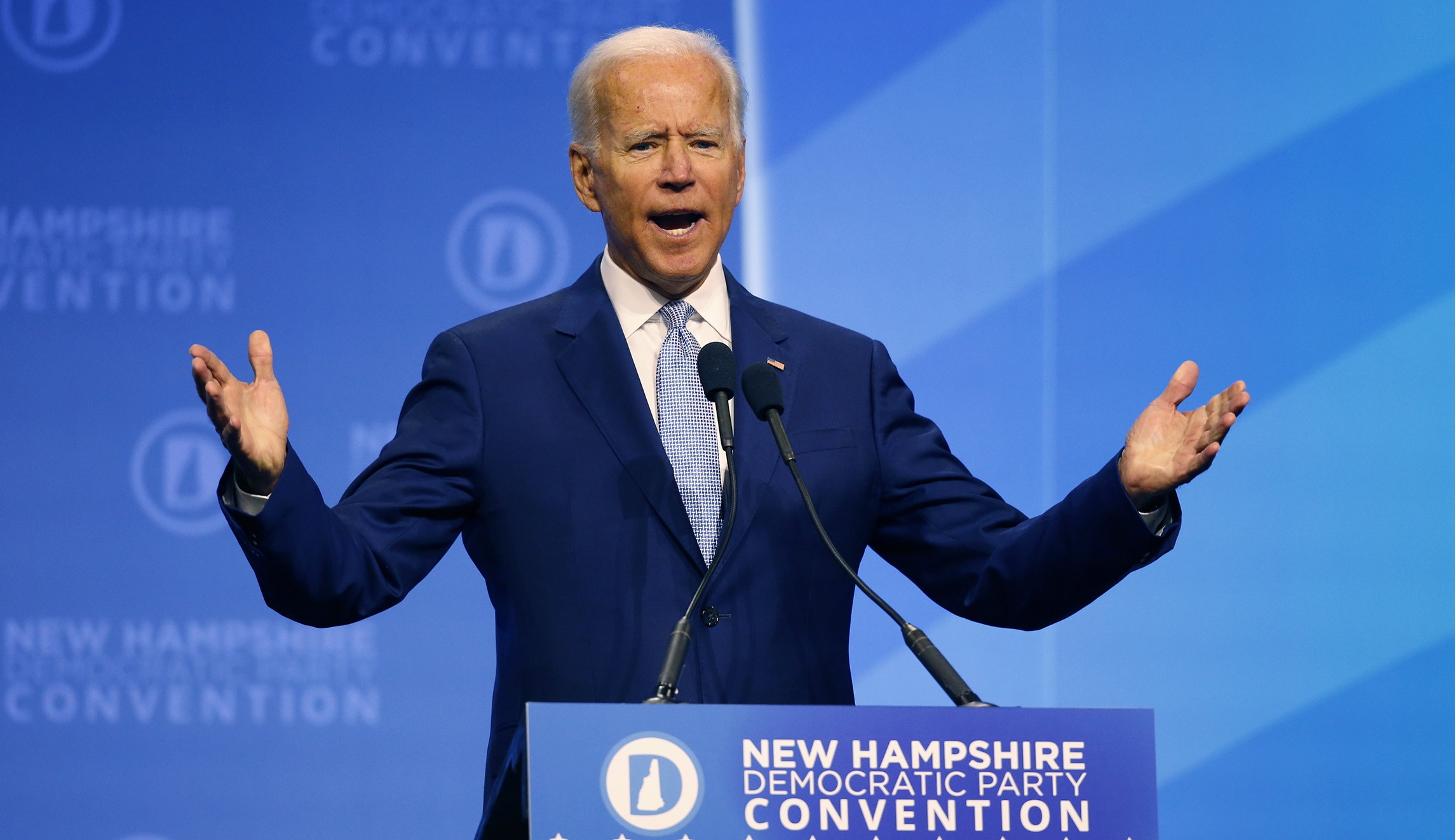 Biden coughs repeatedly and calls Trump ‘President Hump’ at New Hampshire Democratic gathering